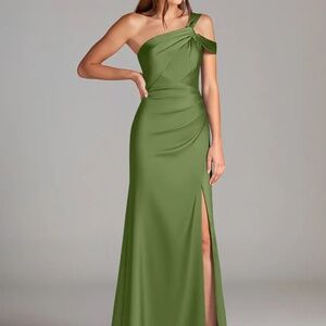 Amaze Green Long Formal One Shoulder